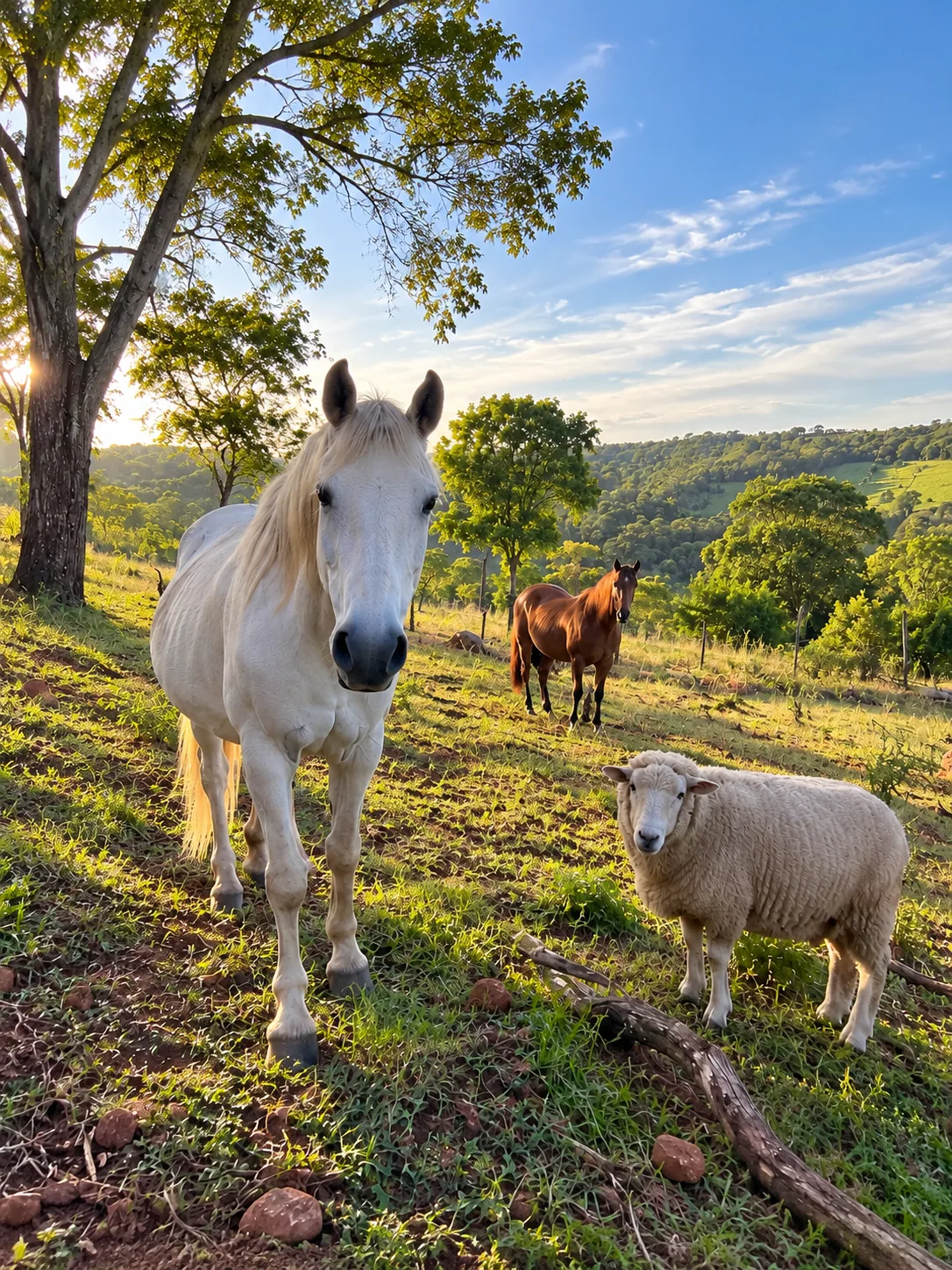 Cena ilustrativa: vida perto dos animais em ambiente rural